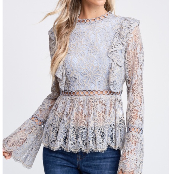 Baby Blue & Ivory Lace & EyeLash Details - Picture 3 of 3